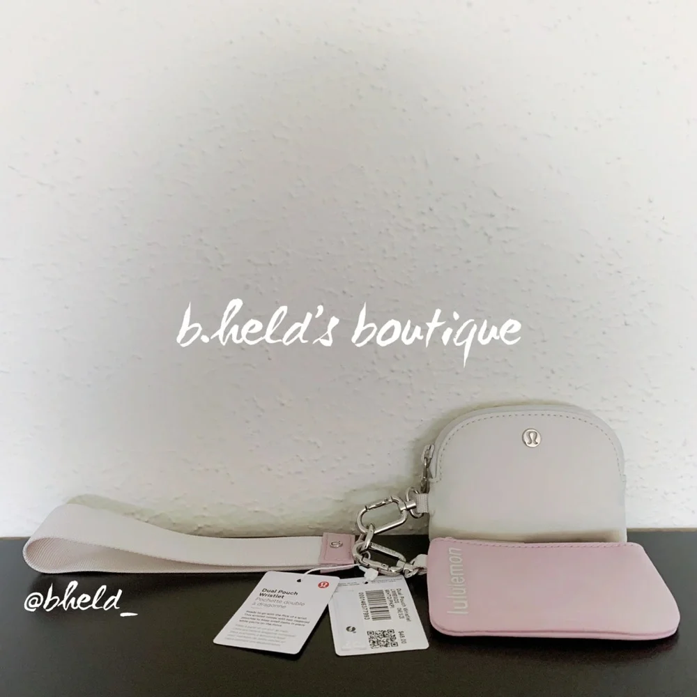 lululemon Dual Pouch Wristlet in White Opal/Pink Peony OS Brand New NWT - Picture 1 of 15